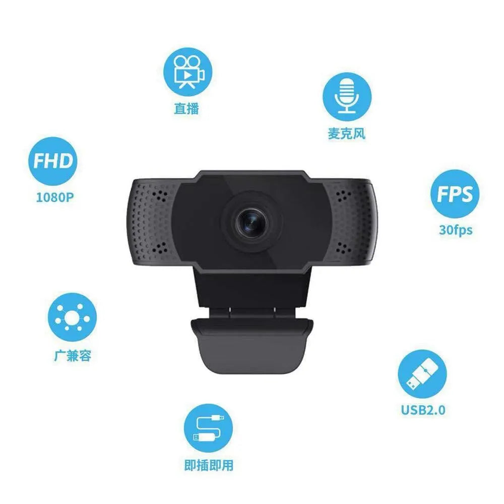 New 1080P Webcam Full HD Web Camera With LED Fill Light Microphone USB Plug Web Cam For PC Computer Mac Laptop Desktop Camera