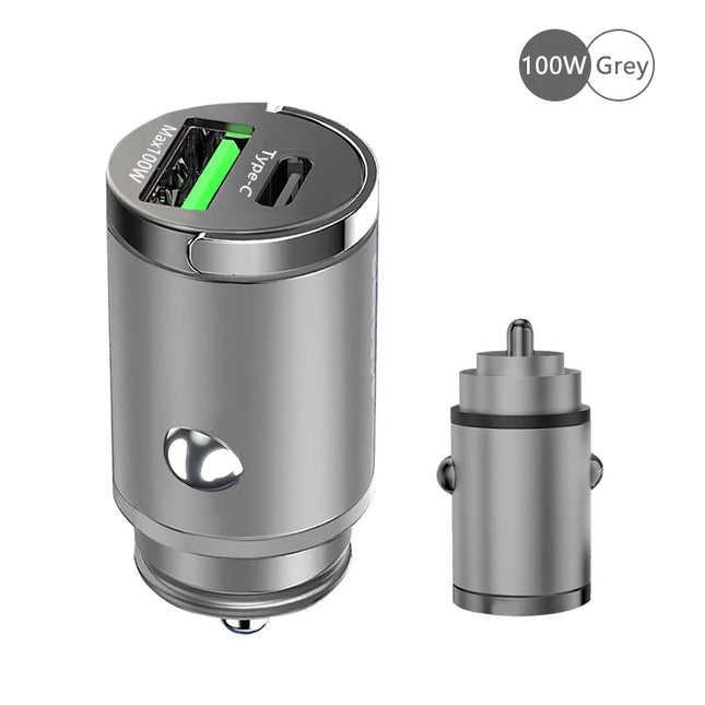 100W USB Car Charger Mini Fast Charging Dual Ports Phone Charger Type C QC3.0 PD Car Chargers for IPhone Xiaomi Huawei Samsung