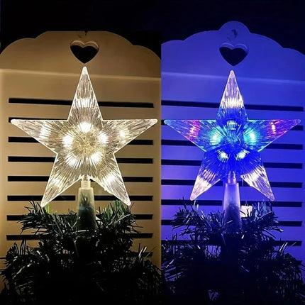 15cm Christmas Decoration Glowing Tree Topper Glitter Shining Star Xmas Tree Ornaments for Home Decor Navidad New Year 2026 Gift