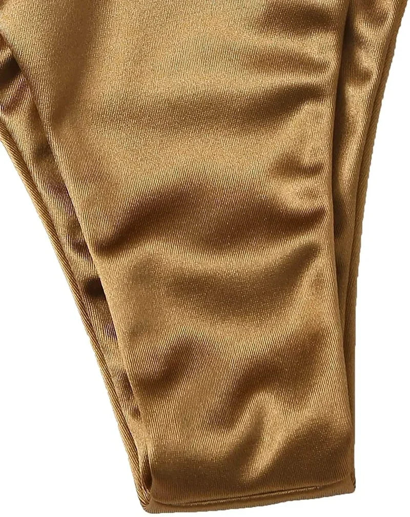 Halter Brazilian Metallic Satin Bikini Women Swimwear Female Swimsuit Two-pieces Bikini Set High Cut Bathing Suit Swim Beachwear