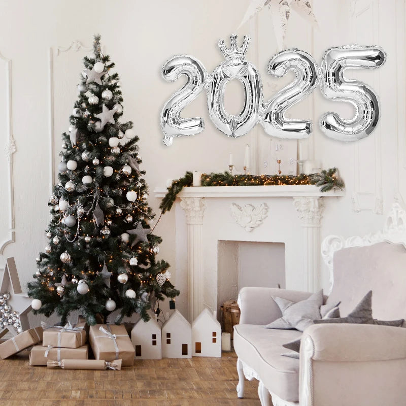 2025 Foil Number Balloons New Year Eve Party Photo Props Decoration Supplies 2024 Xmas Navidad Noel Christmas Home Decor