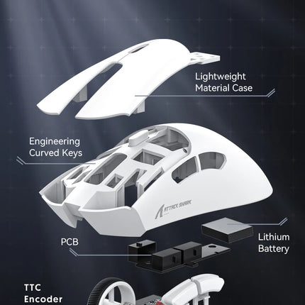 Attack Shark R1 Wireless Mouse Bluetooth Gaming Mouse PAW3311 Sensor,1000Hz Return-rate,Tri-mode,Ergonomic,Rechargeable