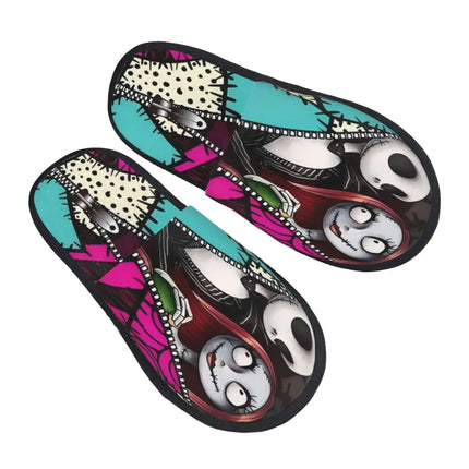 Custom Halloween Nightmare Before Christmas House Slippers Warm Jack Skellington Memory Foam Fluffy Slipper Indoor Outdoor Shoes