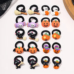 10Pcs Children's Girls' Halloween Hair Ring - Funny Pumpkin and Ghost and Bat Cat Design Suitable for Halloween Gifts for Girls