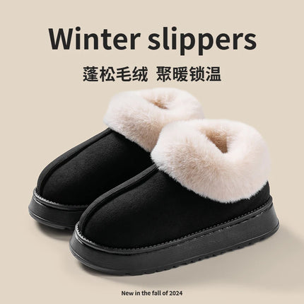 2025 High Quality of  Women's Fashion Snow Boots Fluffy Plush Faux Fur Soft Slippers Winter Indoor Comfortable Home men's Shoes