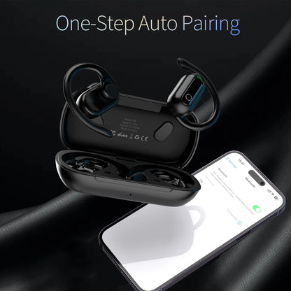 XINSRE Open Ear Headphones Bluetooth 5.3 Wireless Earbuds, True Wireless Over-Ear Headset with Adjustable Earhooks,55H Playtime