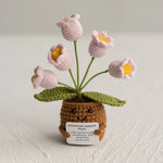 Mini Finished Crochet Roses Sunflowers Potted Emotional Support Stuffed Plants  Mother Valentine Christmas Graduation Gifts