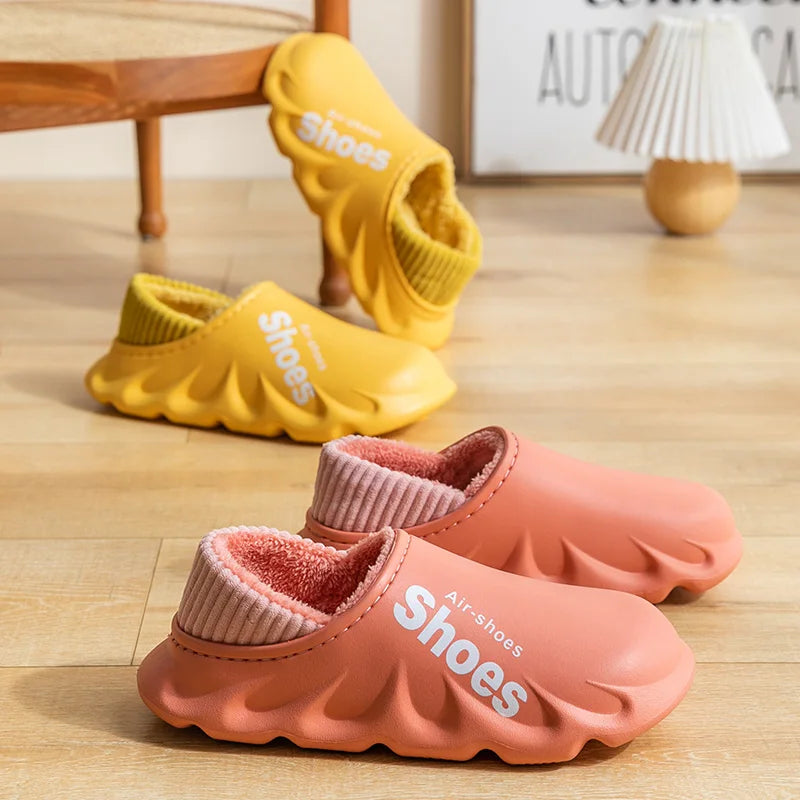 Winter Men Women Warm Slippers Cotton Slippers Outdoor Indoor Warm Shoes Men's Couple Home Bedroom Plush Slippers Big Size 46 47