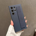 Luxury Ultra-Thin Matte Elastic Silicone Wrist Strap Shockproof Case For Samsung S25 Edge S24 S23 Ultra Plus PC Hard Clear Cover