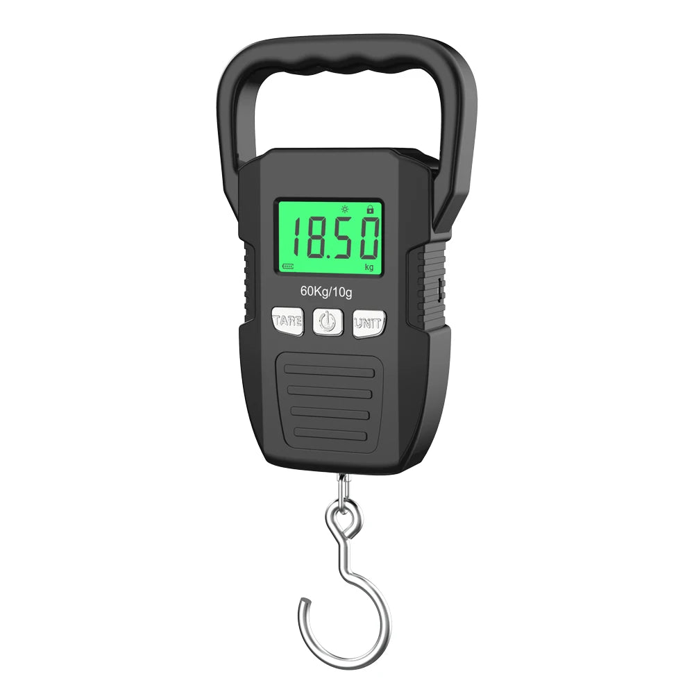 Digital Weight Scale 60kg 10g Electronic Luggage Hanging Scale USB Charging LCD Fishing Weighing Balance