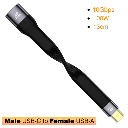 USB3.1 10Gbps Short Cable 13cm PD 100W USB to Type C Cable Converter OTG USB Adapter USB4 20Gbps Cable 22cm for SSD Power Bank