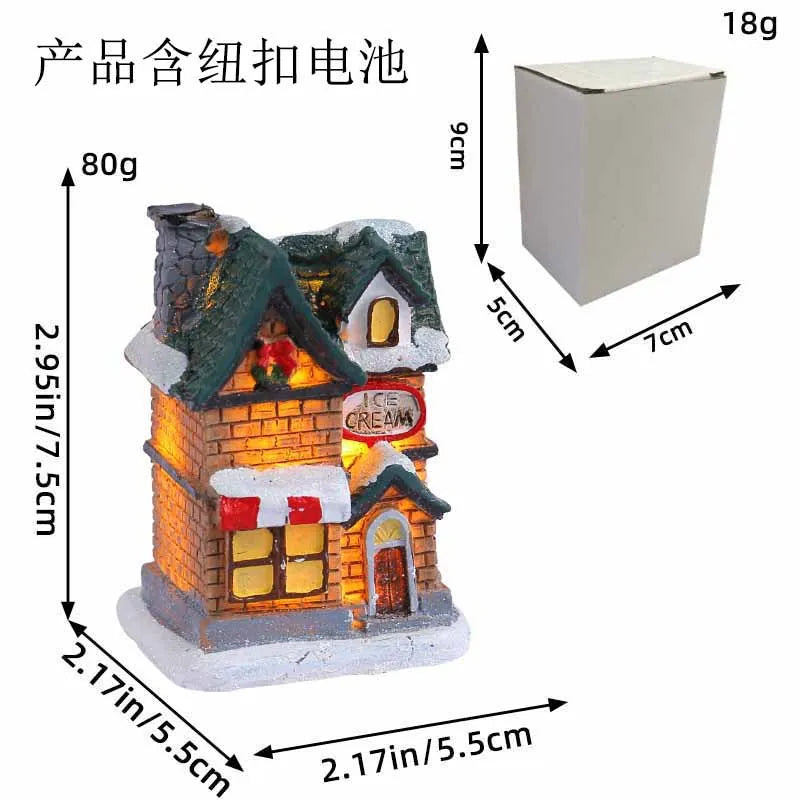 1~6pcs LED Night Light Christmas Ornaments 2024 Luminous Castle Snow House Sculpture Xmas Decoration for Home New Year Navidad