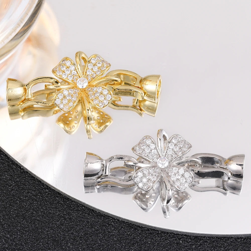 Juya Handmade 18K Gold Silver Plated Fastener Bail Connector Clasps Accessories For Needlework Pearls Beads Jewelry Making