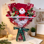 Santa Claus Plush Doll With Crochet Flowers Creative Christmas Day Handmade Bouquets Home Table Decora Pefect Gifts For Friends