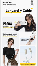 Essager 60W Type C To Type C Fast Charging Cable  For iPhone 16 Xiaomi Huawei  Lanyard  Halter Neck Wrist Multifunctional Cable