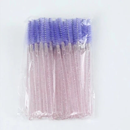 CNK 50Pcs Disposable Crystal Eyelash Brush Mascara Wands Applicator Diamond Rod Makeup Brushes for Women Eyelash Extension Tool