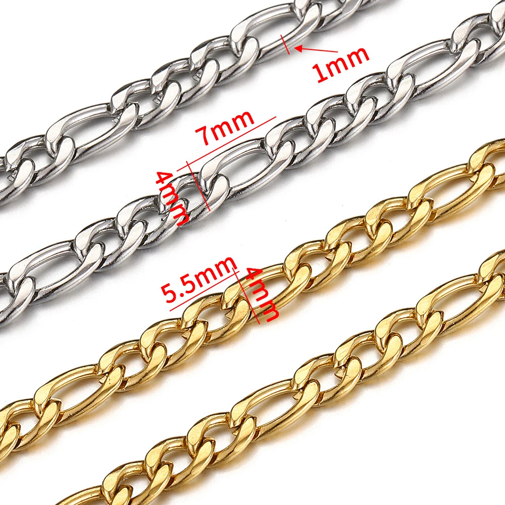 1meter Stainless Steel Necklace Chain for Jewelry Making DIY 1:3 NK Rolo Cable Link Curb Chains Thick Chain Bracelet Accessories