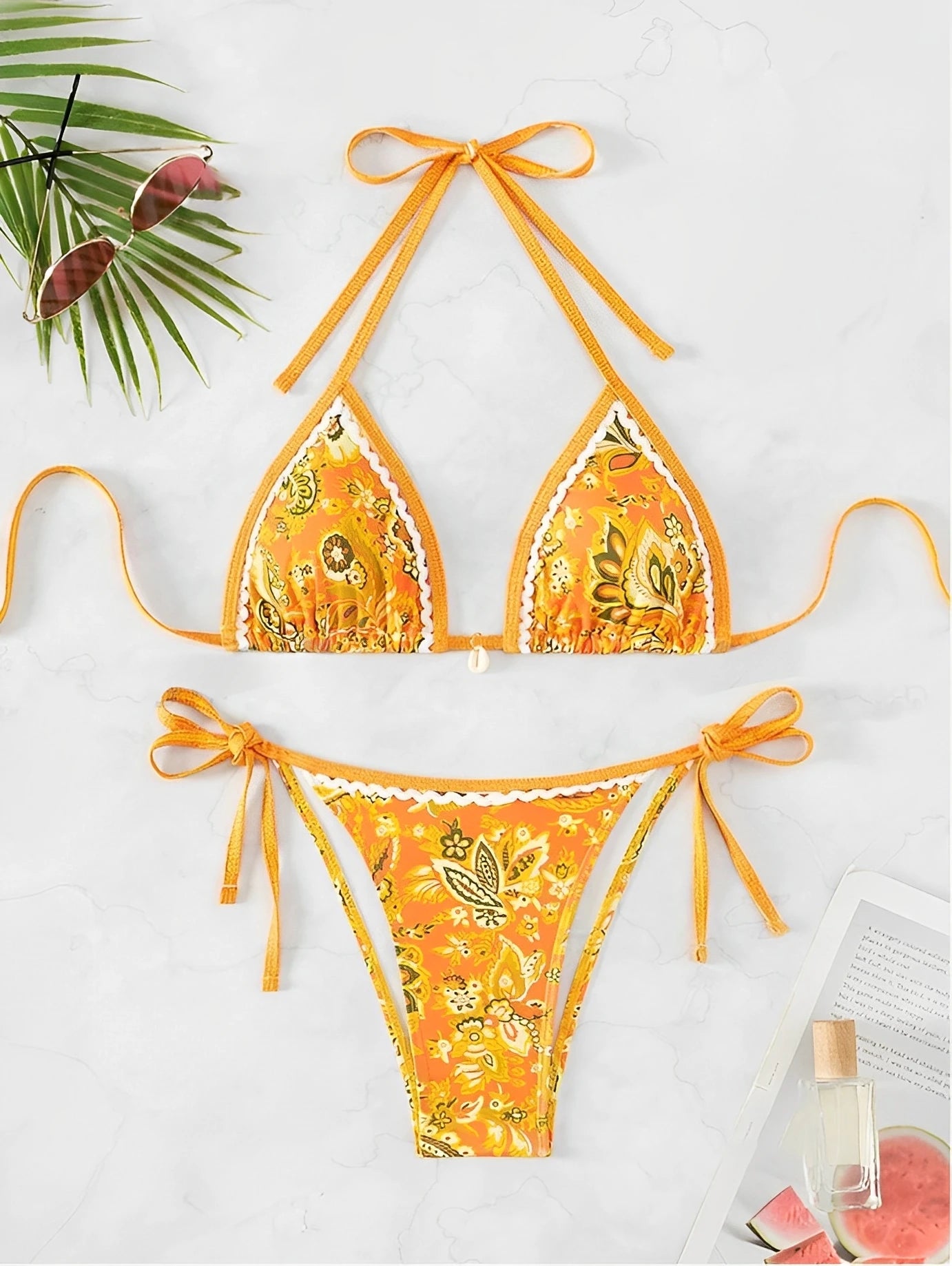 2025 Halter String Triangle Two Piece Bikini Women Swimwear Female Swimsuit Bathers Bathing Swimming Suit Beachwear Summer