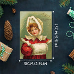 12pcs Vintage Christmas Greeting Cards Set Santa,Elk,Xmas Tree Postcard Set,Note Cards Small Card,Perfect Vintage Christmas Gift