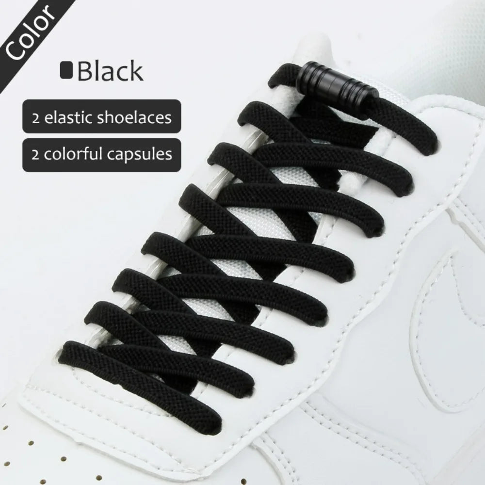 1Pair Elastic Tieless Shoelaces Shoe Laces No Tie Shoelace for Kids and Adult Sneakers Quick Lazy Metal Lock Laces Shoe Strings