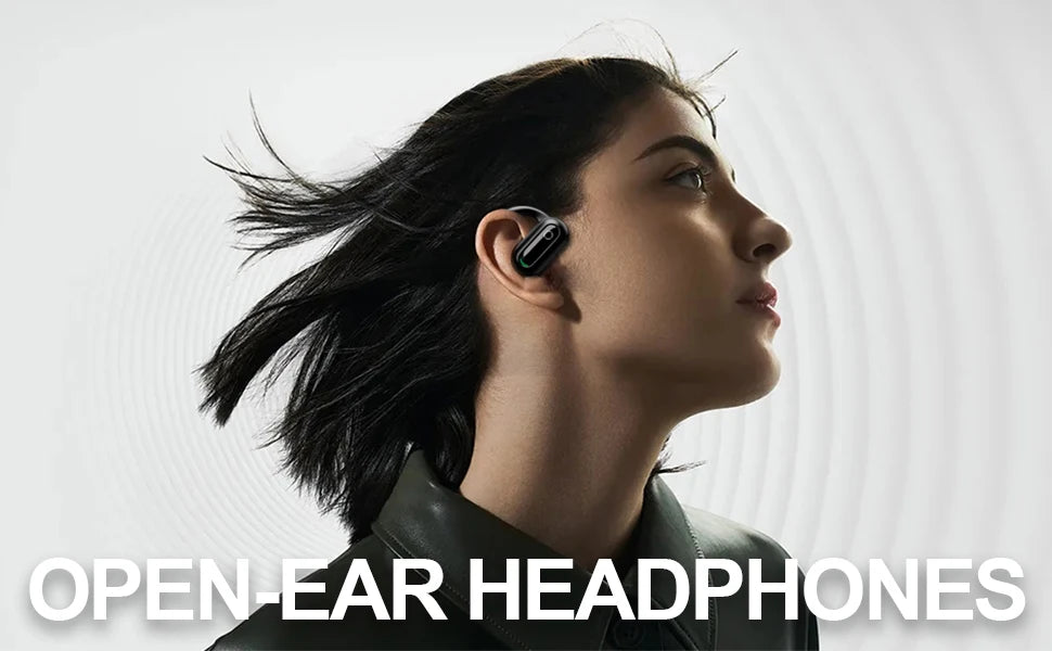 XINSRE Open Ear Headphones Bluetooth 5.3 Wireless Earbuds, True Wireless Over-Ear Headset with Adjustable Earhooks,55H Playtime