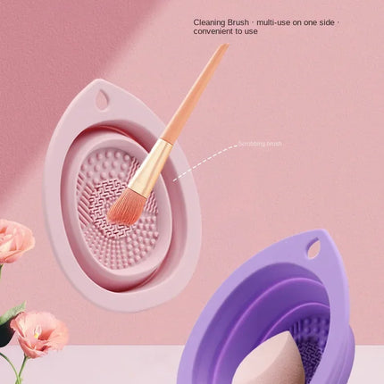 Silicone Makeup Brush Cleaner Folding Powder Puff Cleaning Bowl Eyeshadow Brushes Washing Soft Mat Beauty Tools Scrubber Box