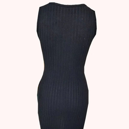 Button Front With Pocket Tank Dress  Elegant Sleeveless Bodycon Dress For Spring  Summer  Women's Clothing