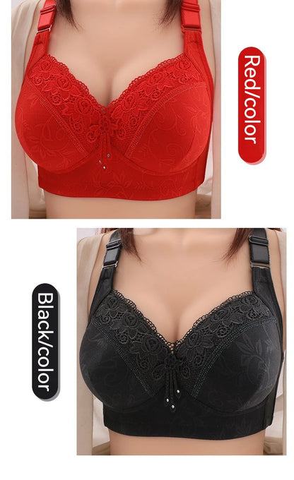 New Large Size Sexy Luxury Lace Non-steel Ring WOMEN'S Bra Push up Comfortable Four Rows of Buckle Thin Section Ladies Underwear