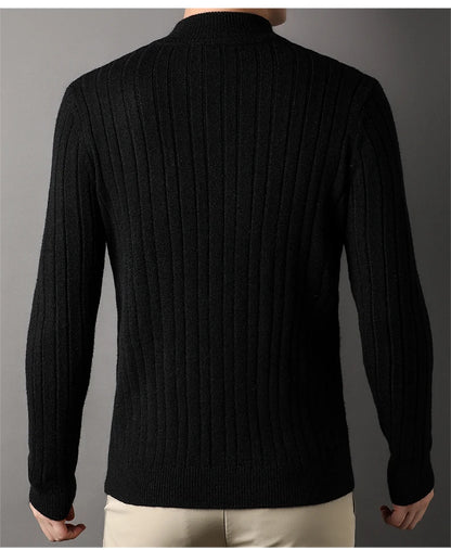 2023 Winter Men's Quarter Zip Sweater Slim Fit Casual Knitted Turtleneck Pullover Mock Neck Polo Sweater