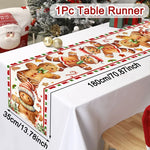Santa Claus Christmas Table Runner Christmas Decorations For Home 2024 Xmas Table Flag Navidad Noel Gifts New Year Tablecloth