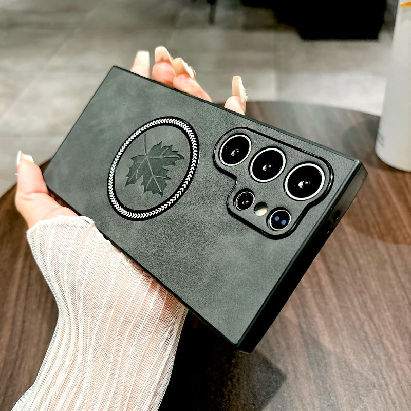 Retro Leather Case For Samsung Galaxy S25 S24 S23 S22 S21 Note 20 Ultra FE Note20 S 25 24 23 S24FE For Magsafe Magnetic Cover