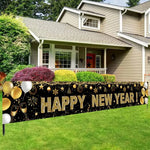 Black/Red Gold Happy New Year 2025 Banner Navidad Natal Noel Outdoor Flags New Year Party Decor Balloon Photography Background