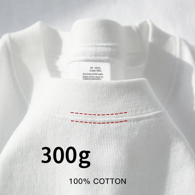 300g Cotton T Shirts Men Short Sleeved Heavyweight  Summer Round Neck Loose Breathable Shirt for Men Women Basic Tee