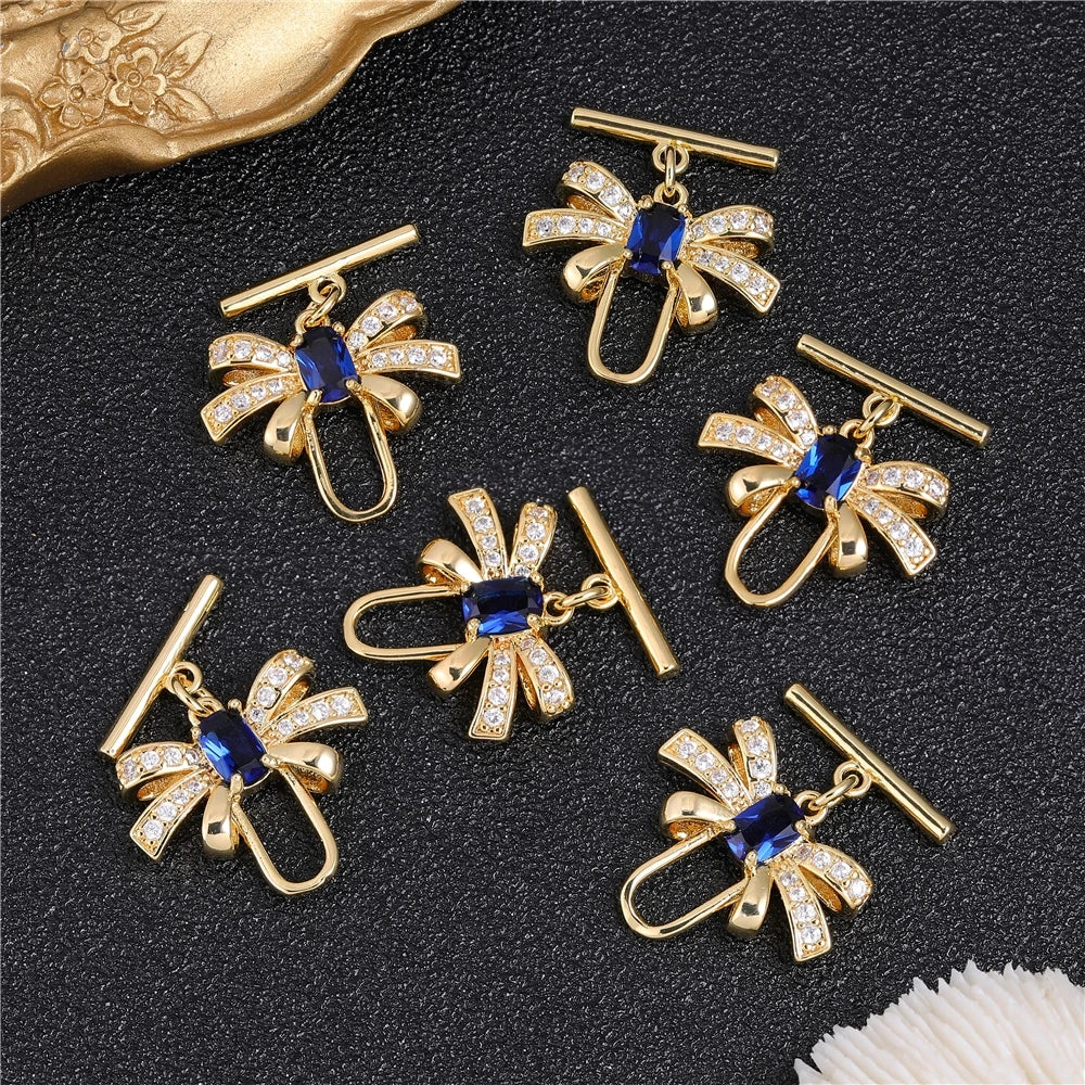 Juya Handmade 18K Gold Silver Plated Fastener Bail Connector Clasps Accessories For Needlework Pearls Beads Jewelry Making
