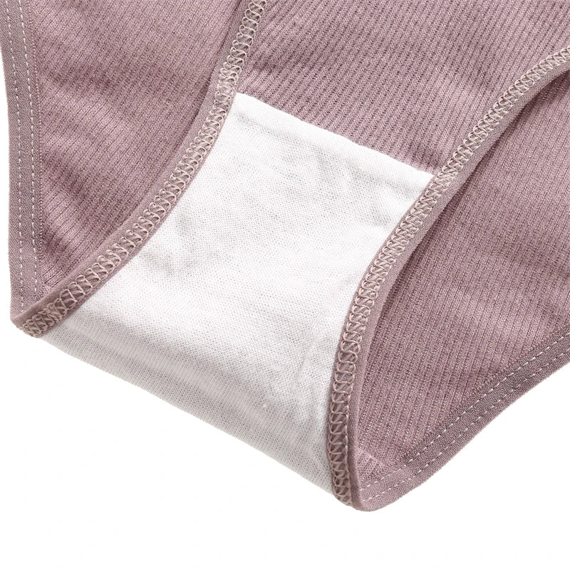 FINETOO 4Pcs Cotton Striped Underwear Women's Panties Letter Belt Briefs Ladies Low Waist Lingerie Solid Breathable Underpants