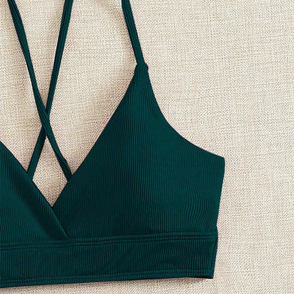 Cikini-V-Neck Split Bikini Set for Women, Sexy Swimsuit, Lace Up, Triangular Bikinis, Solid Color, Beach Swimwear, Bathing Suit