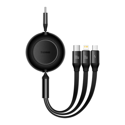 Baseus Retractable 100W 3 in 1 USB C Charge Cable For Macbook Samsung Xiaomi  Type C Cable Charging Cable for iPhone 12 13 14 15