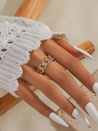 1PCS Neutral Ring Hip Hop Style Cuban Chain Fashion Trend Retro Ring