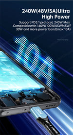 NNBILI 240W USB C Cable Power Wire QC4.0 for MacBook Samsung iPhone 15 16 USB C to C PD Cable 48V5A Fast Charging Type C Cable