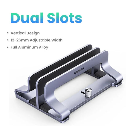 UGREEN Vertical Laptop Stand Holder Foldable Aluminum Notebook Stand Laptop Tablet Stand Support For Macbook Air Pro PC 17 inch