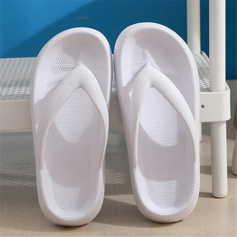 Rimocy Soft Sole EVA Women's Flip Flops 2023 Summer Beach Non-slip Cloud Slippers Women Thick Platform Clip Toe Bathroom Slides