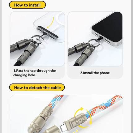 Essager 60W Type C To Type C Fast Charging Cable  For iPhone 16 Xiaomi Huawei  Lanyard  Halter Neck Wrist Multifunctional Cable