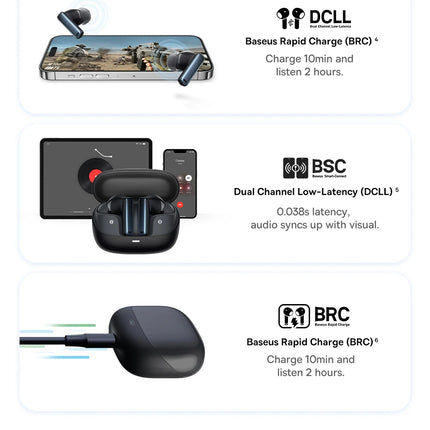 Baseus Bowie M2s ANC Earphone Bluetooth 5.3 Hybrid -48dB Noise Cancellation Wireless Headphone Support 3D Spatial Audio Earbuds