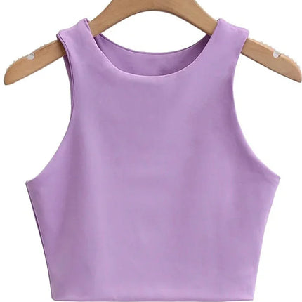 2023 Summer Fashion Women Sexy Slim Tops O-neck Sleeveless Double Nylon Ladies Good Quality Tank Tops 6 Colors