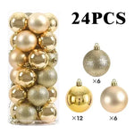 24Pcs 3/4/6CM Christmas Balls Big Ball Christmas Tree Pendant Ornaments for Party Decor 2025 New Year Navidad Gifts Accessory