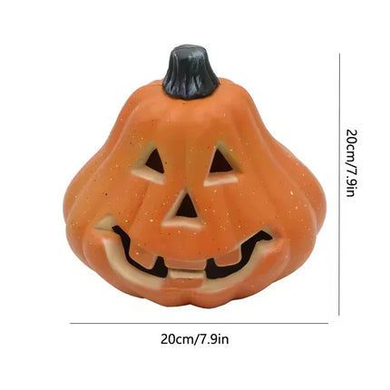 1PCS Scary Halloween Pumpkin Lantern Set Pumpkin Lamp LED Light Orange Halloween Decoration for Porch Front Door Party Supplies
