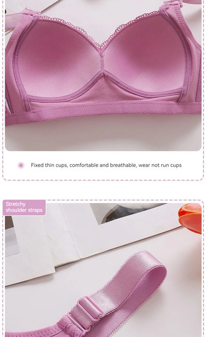 New Large Size Sexy Luxury Lace Non-steel Ring WOMEN'S Bra Push up Comfortable Four Rows of Buckle Thin Section Ladies Underwear