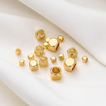 50pcs/lot 2-5mm 14K/18K Real Gold Plated Brass Square Spacer Loose Beads for DIY Jewelry Making Beads Accessories Findings