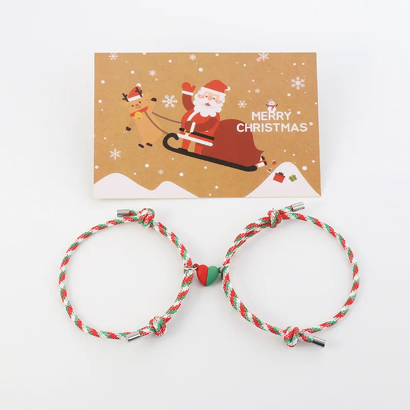 Vicky-Home Christmas Bracelet Gift Jewelry for Women Girls Kids Jingle Bell Beaded Bracelets Adjustable Charm Bangle