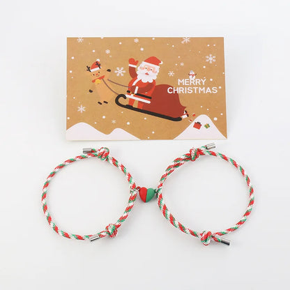 Vicky-Home Christmas Bracelet Gift Jewelry for Women Girls Kids Jingle Bell Beaded Bracelets Adjustable Charm Bangle